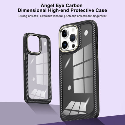 For iPhone 14 Carbon Fiber Transparent Back Panel Phone Case(Black + Transparent Black) - iPhone 14 Cases by buy2fix | Online Shopping UK | buy2fix