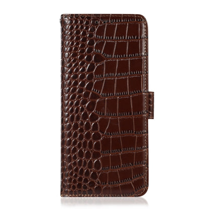 For OnePlus Nord 3 / Ace 2V Crocodile Top Layer Cowhide Leather Phone Case(Brown) - OnePlus Cases by buy2fix | Online Shopping UK | buy2fix