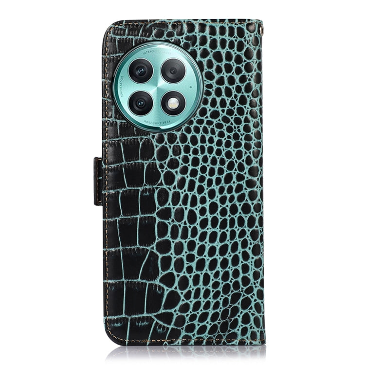 For OnePlus Ace 2 Pro Crocodile Top Layer Cowhide Leather Phone Case(Green) - OnePlus Cases by buy2fix | Online Shopping UK | buy2fix