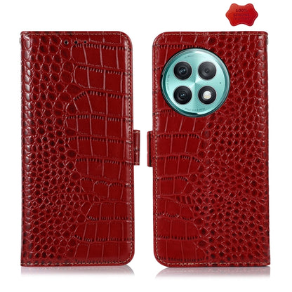 For OnePlus Ace 2 Pro Crocodile Top Layer Cowhide Leather Phone Case(Red) - OnePlus Cases by buy2fix | Online Shopping UK | buy2fix