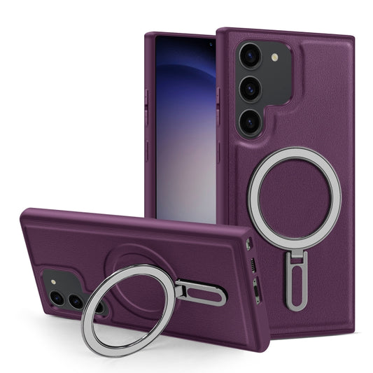 For Samsung Galaxy S23 5G MagSafe Magnetic Holder Phone Case(Purple) - Galaxy S23 5G Cases by buy2fix | Online Shopping UK | buy2fix