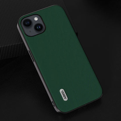 For iPhone 14 Plus ABEEL Genuine Leather Silky Soft Black Edge Phone Case(Green) - iPhone 14 Plus Cases by buy2fix | Online Shopping UK | buy2fix