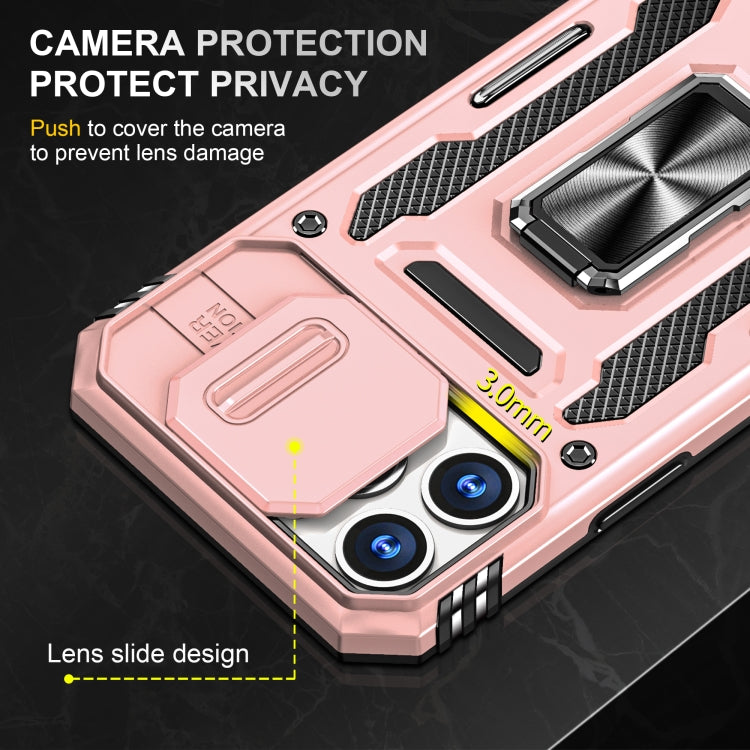 For iPhone 15 Pro Max Armor PC + TPU Camera Shield Phone Case(Rose Gold) - iPhone 15 Pro Max Cases by buy2fix | Online Shopping UK | buy2fix