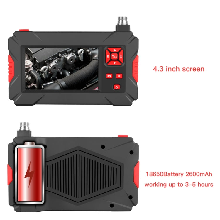 P30 5.5mm 1080P IP68 Waterproof 4.3 inch Screen Dual Camera Digital Endoscope, Length:1m Snake Tube(Black) -  by buy2fix | Online Shopping UK | buy2fix
