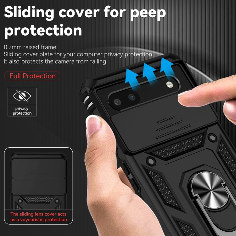 For Google Pixel 6a Sliding Camshield Holder Phone Case(Black) - Google Cases by buy2fix | Online Shopping UK | buy2fix