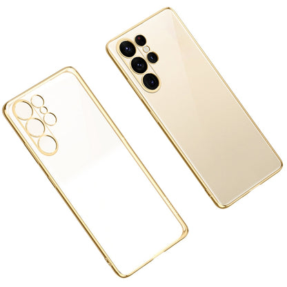 For Samsung Galaxy S23 Ultra 5G SULADA Shockproof Plating TPU Transparent Phone Case(Gold) - Galaxy S23 Ultra 5G Cases by SULADA | Online Shopping UK | buy2fix