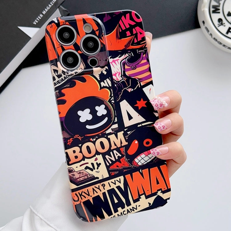 For iPhone 11 Pro Max Painted Pattern Precise Hole PC Phone Case(Orange Comics) - iPhone 11 Pro Max Cases by buy2fix | Online Shopping UK | buy2fix