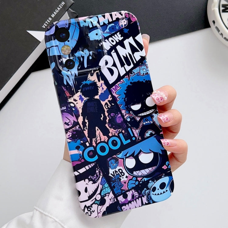 For iPhone X / XS Painted Pattern Precise Hole PC Phone Case(Purple Comics) - More iPhone Cases by buy2fix | Online Shopping UK | buy2fix