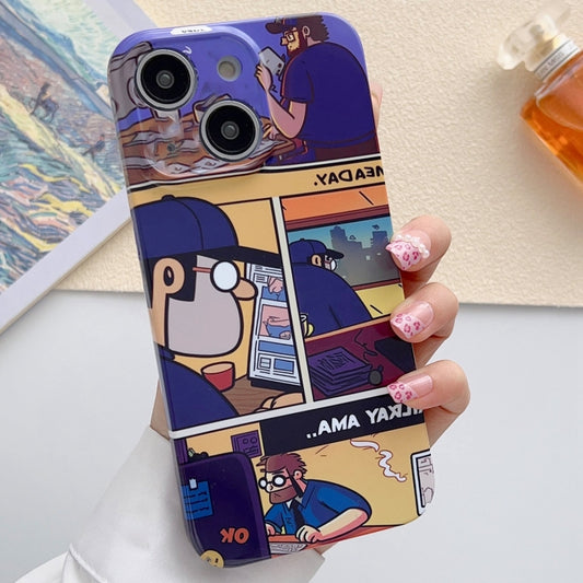 For iPhone 15 Plus Painted Pattern Precise Hole PC Phone Case(Working Comics) - iPhone 15 Plus Cases by buy2fix | Online Shopping UK | buy2fix