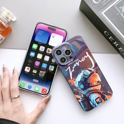For iPhone X / XS Painted Pattern Precise Hole PC Phone Case(Comics Umbrella Boy) - More iPhone Cases by buy2fix | Online Shopping UK | buy2fix