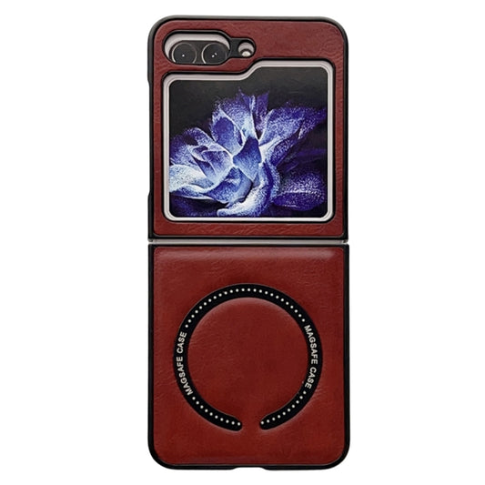 For Samsung Galaxy Z Flip5 Crazy Horse Texture Magnetic Magsafe PU Phone Case(Red) - Galaxy Z Flip5 Cases by buy2fix | Online Shopping UK | buy2fix
