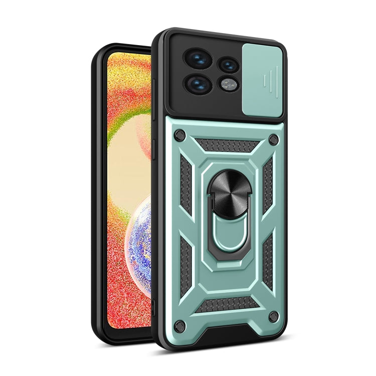 For Motorola Edge 40 Pro Sliding Camera Cover Design TPU Hybrid PC Phone Case(Mint Green) - Motorola Cases by buy2fix | Online Shopping UK | buy2fix