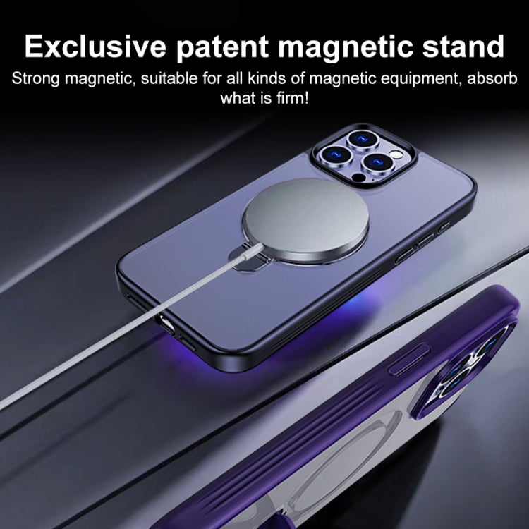 For iPhone 13 Multifunctional MagSafe Holder Phone Case(Purple) - iPhone 13 Cases by buy2fix | Online Shopping UK | buy2fix