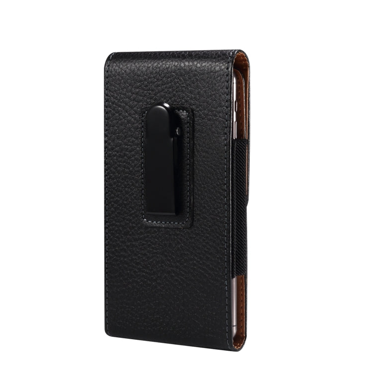 For 6.7-6.9 inch Phone Litchi Texture Iron Clip Back Buckle Waist-mounted Phone Case Vertical Plate(Black) - More Brand by buy2fix | Online Shopping UK | buy2fix