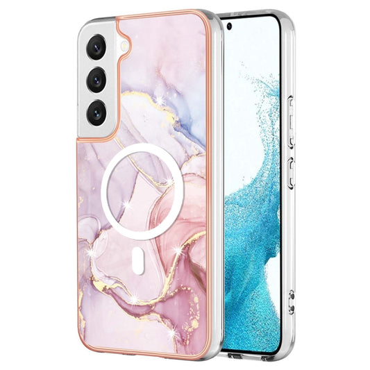For Samsung Galaxy S22 5G Marble Pattern Dual-side IMD Magsafe TPU Phone Case(Rose Gold 005) - Galaxy S22 5G Cases by buy2fix | Online Shopping UK | buy2fix