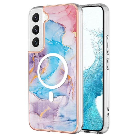 For Samsung Galaxy S22 5G Marble Pattern Dual-side IMD Magsafe TPU Phone Case(Blue Marble) - Galaxy S22 5G Cases by buy2fix | Online Shopping UK | buy2fix