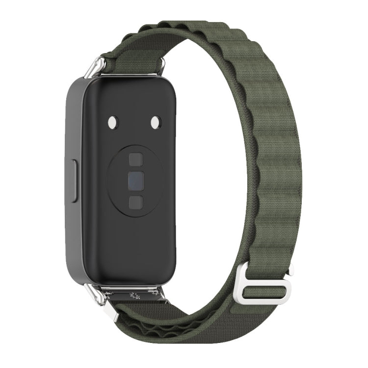 For Huawei Band 8 / 9 Mijobs Nylon Breathable Watch Band(Green+Silver) - Watch Bands by MIJOBS | Online Shopping UK | buy2fix