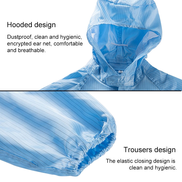 Striped Anti-static Split Hood Dust-proof Work Suit, Size:M(White) - Protective Clothing by buy2fix | Online Shopping UK | buy2fix