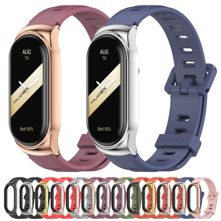 For Xiaomi Mi Band 8 Mijobs CS Case Flat Hole Silicone Watch Band(Blue Silver) - Watch Bands by MIJOBS | Online Shopping UK | buy2fix