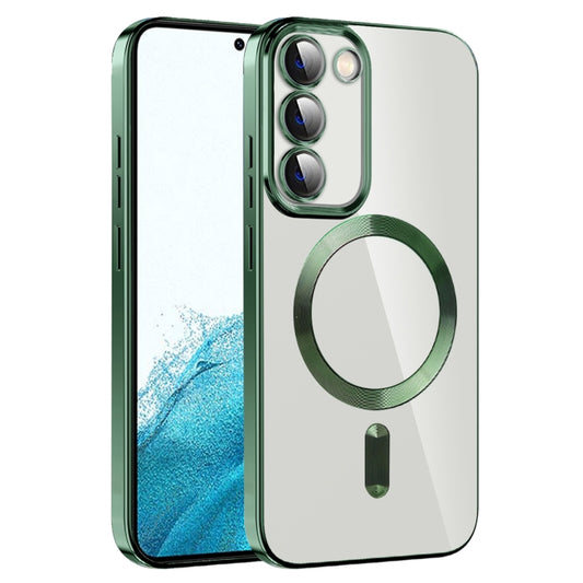 For Samsung Galaxy S22 5G CD Texture Plating TPU MagSafe Phone Case with Lens Film(Dark Green) - Galaxy S22 5G Cases by buy2fix | Online Shopping UK | buy2fix