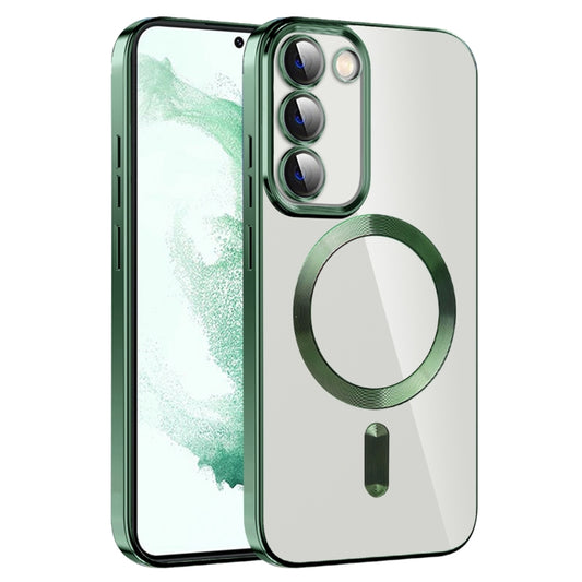 For Samsung Galaxy S22+ 5G CD Texture Plating TPU MagSafe Phone Case with Lens Film(Dark Green) - Galaxy S22+ 5G Cases by buy2fix | Online Shopping UK | buy2fix
