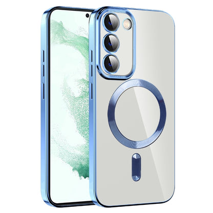 For Samsung Galaxy S22+ 5G CD Texture Plating TPU MagSafe Phone Case with Lens Film(Sierra Blue) - Galaxy S22+ 5G Cases by buy2fix | Online Shopping UK | buy2fix