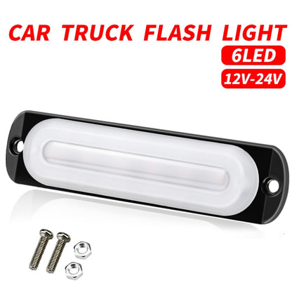 DC12V-24V / 18W Car Truck Emergency Strobe Flash Warning Light 6LEDs Ultra-thin Side Lights(White) - In Car by buy2fix | Online Shopping UK | buy2fix
