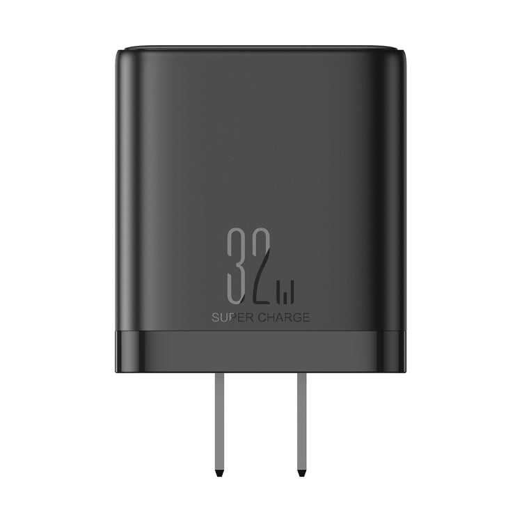 JOYRO0M JR-TCF10 32W Dual USB-C/Type-C+USB Fast Charger, Plug:US Plug(Black) - USB Charger by JOYROOM | Online Shopping UK | buy2fix