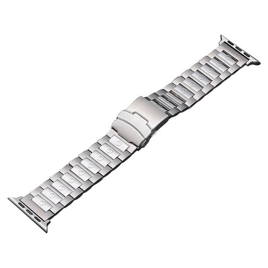 For Apple Watch Series 8 41mm Safety Buckle Titanium Steel Watch Band(Silver) - Watch Bands by buy2fix | Online Shopping UK | buy2fix