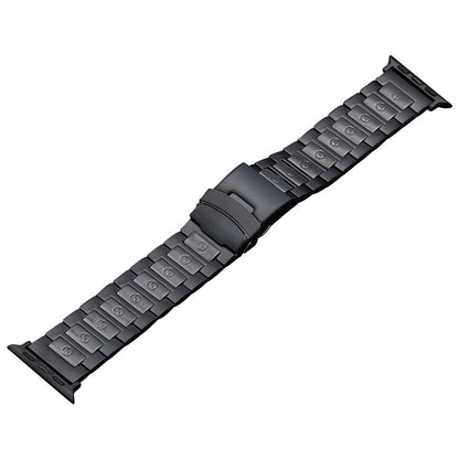 For Apple Watch 38mm Safety Buckle Titanium Steel Watch Band(Black) - Watch Bands by buy2fix | Online Shopping UK | buy2fix