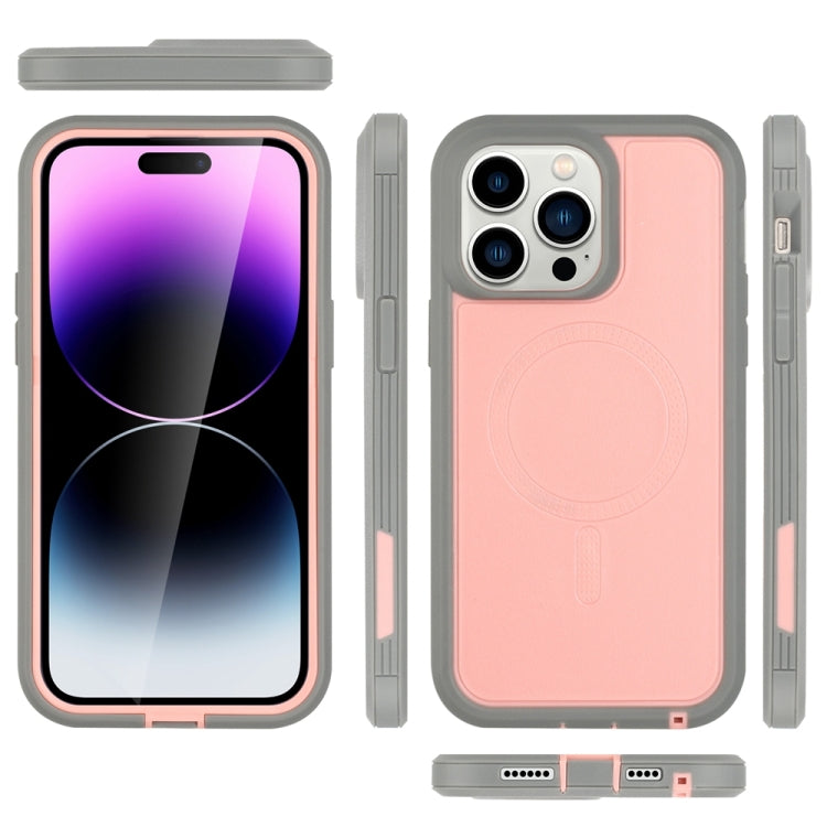 For iPhone 13 Defender Series XT MagSafe Magnetic PC + TPU Shockproof Phone Case(Pink+Grey) - iPhone 13 Cases by buy2fix | Online Shopping UK | buy2fix