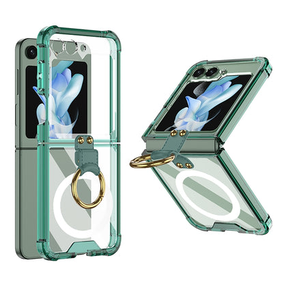 For Samsung Galaxy Z Flip5 GKK MagSafe Airbag Hinge Shockproof Phone Case with Ring Holder(Green) - Galaxy Z Flip5 Cases by GKK | Online Shopping UK | buy2fix