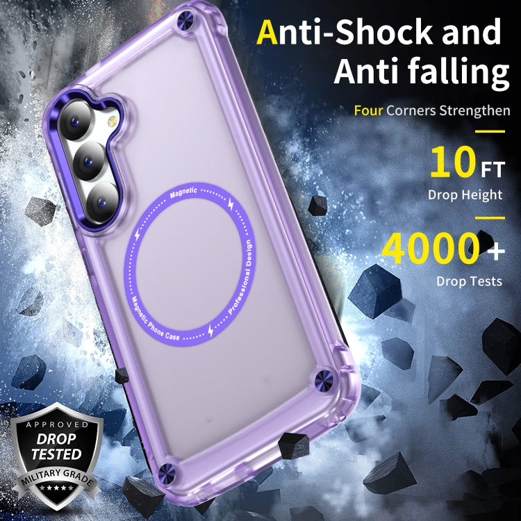 For Samsung Galaxy S24 5G Skin Feel TPU + PC MagSafe Magnetic Phone Case(Transparent Purple) - Galaxy S24 5G Cases by buy2fix | Online Shopping UK | buy2fix