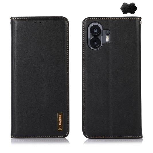 For Nothing Phone 2 KHAZNEH Nappa Top Layer Cowhide Leather Phone Case(Black) - More Brand by buy2fix | Online Shopping UK | buy2fix