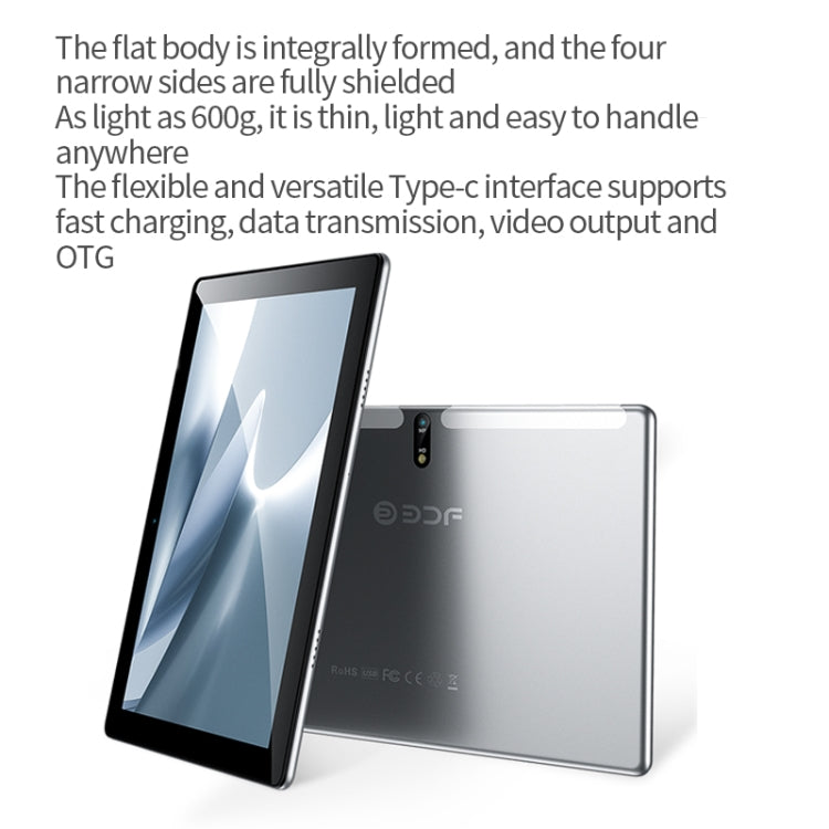 BDF M107 4G LTE Tablet PC 10.1 inch, 8GB+256GB, Android 13 MTK6762 Octa Core, Support Dual SIM, EU Plug(Silver) - BDF by BDF | Online Shopping UK | buy2fix