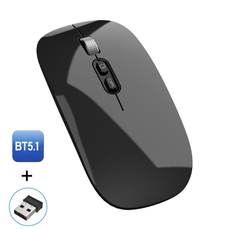 HXSJ M103 1600DPI UV Dual Mode 2.4GHz + Bluetooth 5.1 Wireless Rechargeable Mouse(Black) - Wireless Mice by HXSJ | Online Shopping UK | buy2fix