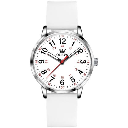 OLEVS 9953 Women Simple Silicone Strap Waterproof Quartz Watch(White) - Silicone Strap Watches by OLEVS | Online Shopping UK | buy2fix