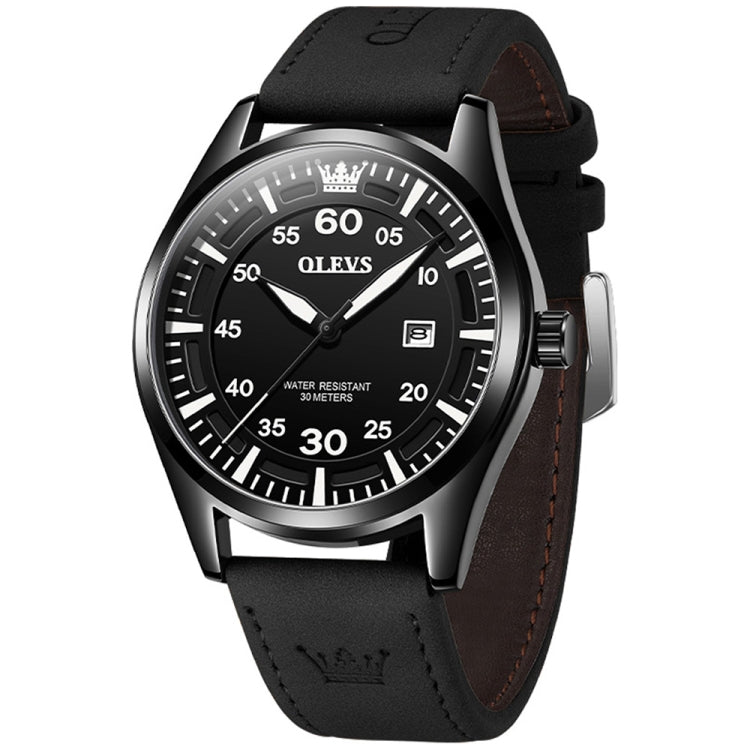 OLEVS 9962 Men Multifunctional Waterproof Quartz Watch(Silver + Black) - Leather Strap Watches by OLEVS | Online Shopping UK | buy2fix