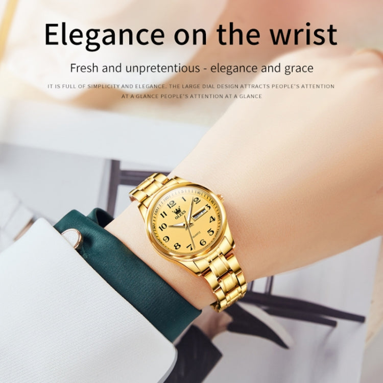 OLEVS 5567 Women Steel Strap Waterproof Quartz Watch(Gold) - Metal Strap Watches by OLEVS | Online Shopping UK | buy2fix