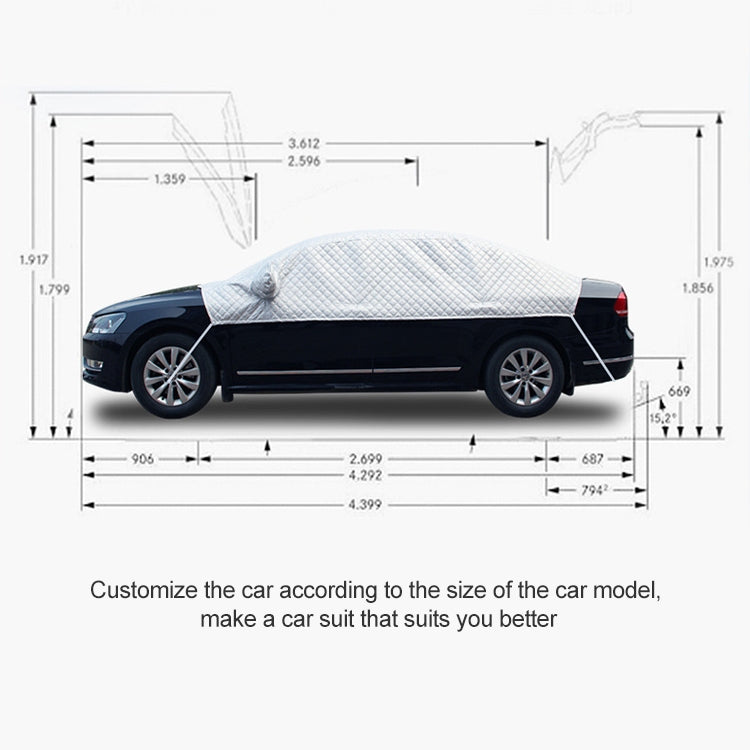 Car Half-cover Car Clothing Sunscreen Heat Insulation Sun Nisor, Plus Cotton Size: 4.8x1.7x1.5m - Aluminum Film PEVA by buy2fix | Online Shopping UK | buy2fix