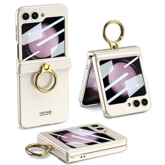 For Samsung Galaxy Z Flip5 GKK Integrated Magnetic Hinge Phone Case with Ring Holder(White) - Galaxy Z Flip5 Cases by GKK | Online Shopping UK | buy2fix