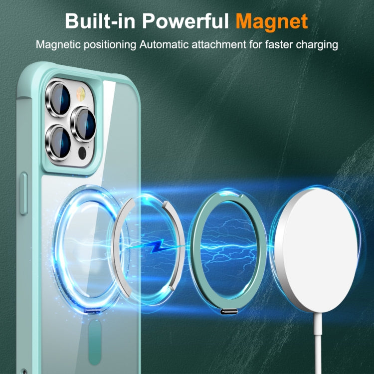 For iPhone 14 Pro MagSafe Magnetic Rotating Holder Phone Case(Lake Blue) - iPhone 14 Pro Cases by buy2fix | Online Shopping UK | buy2fix