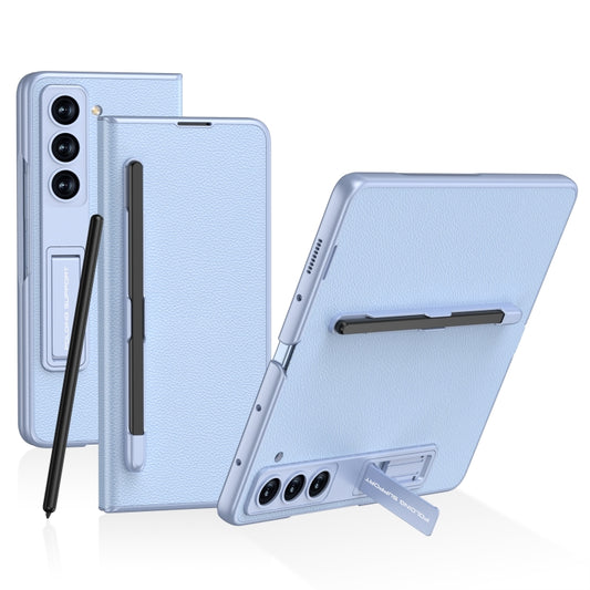 For Samsung Galaxy Z Fold5 GKK Flip Leather All-Inclusive Phone Case with Pen Holder(Light Blue) - Galaxy Z Fold5 Cases by GKK | Online Shopping UK | buy2fix