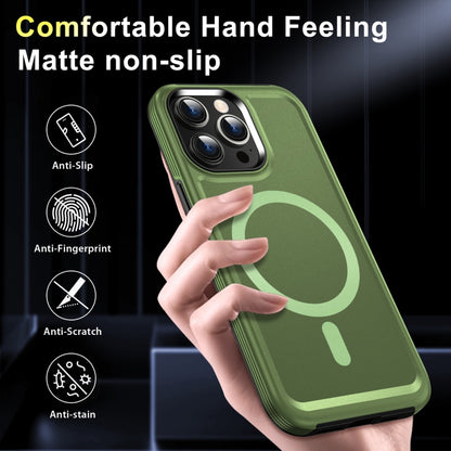 For iPhone 14 Pro Shield Armor MagSafe TPU Hybrid PC Phone Case(Grass Green) - iPhone 14 Pro Cases by buy2fix | Online Shopping UK | buy2fix