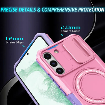 For Samsung Galaxy S22+ 5G Sliding Camshield Magsafe Holder TPU Hybrid PC Phone Case(Purple Pink) - Galaxy S22+ 5G Cases by buy2fix | Online Shopping UK | buy2fix