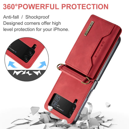 For Samsung Galaxy Z Flip4 5G DG.MING M2 Series Card Bag Magnetic Leather Phone Case(Red) - Galaxy Z Flip4 5G Cases by DG.MING | Online Shopping UK | buy2fix