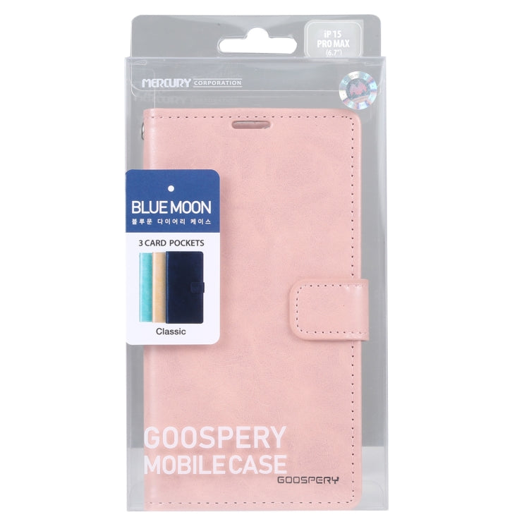 For iPhone 15 Pro Max GOOSPERY BLUE MOON Crazy Horse Texture Leather Phone Case(Rose Gold) - iPhone 15 Pro Max Cases by GOOSPERY | Online Shopping UK | buy2fix
