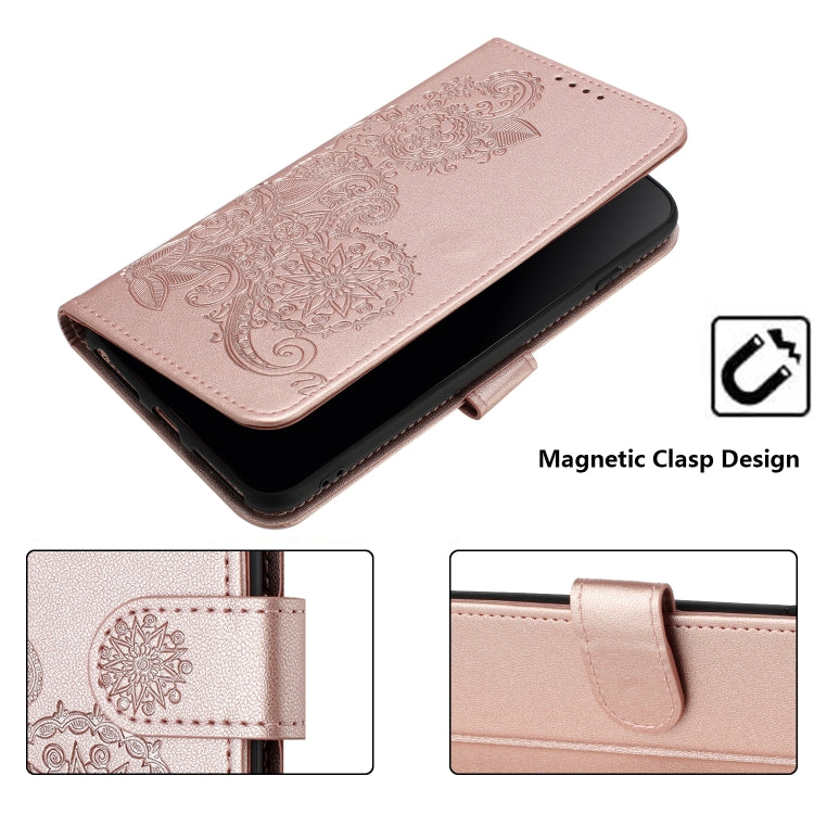 For iPhone 15 Pro Max Datura Flower Embossed Flip Leather Phone Case(Rose Gold) - iPhone 15 Pro Max Cases by buy2fix | Online Shopping UK | buy2fix