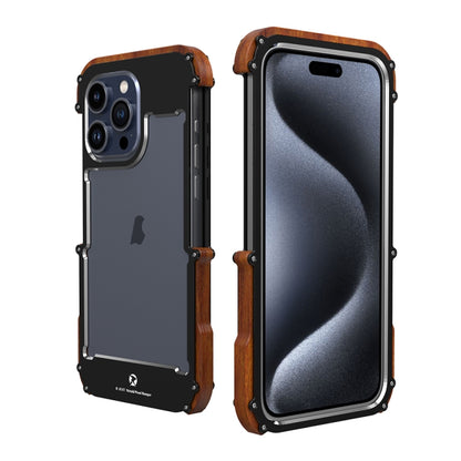 For iPhone 15 Pro Max R-JUST Ironwood Generation Metal Hybrid Wood Phone Case - iPhone 15 Pro Max Cases by R-JUST | Online Shopping UK | buy2fix