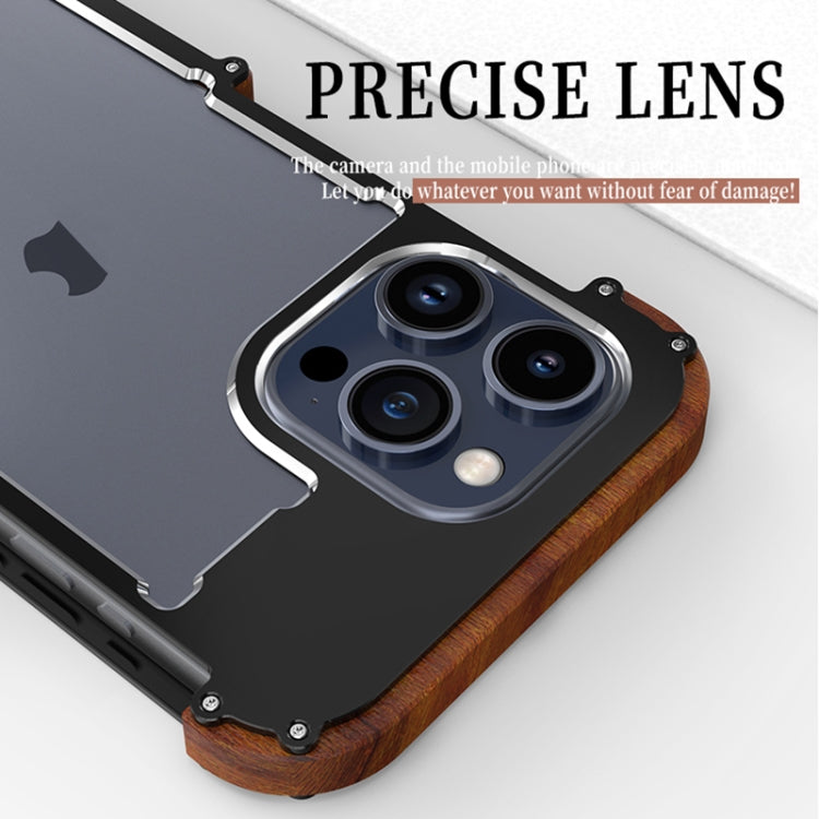 For iPhone 15 Pro Max R-JUST Ironwood Generation Metal Hybrid Wood Phone Case - iPhone 15 Pro Max Cases by R-JUST | Online Shopping UK | buy2fix